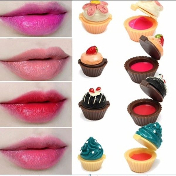 1pcs Cute Cupcake Lip Gloss Makeup Batom Waterproof Nutritious Moisturizer Hydrating Lipstick Balm Gifts - Meyar