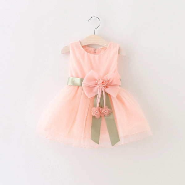 0-24M Flower Baby Girl Dress New Born Infantil Summer Dress Bow Sleeveless Cotton Christening Dress 1 Year Birthday Dress D35 - Meyar