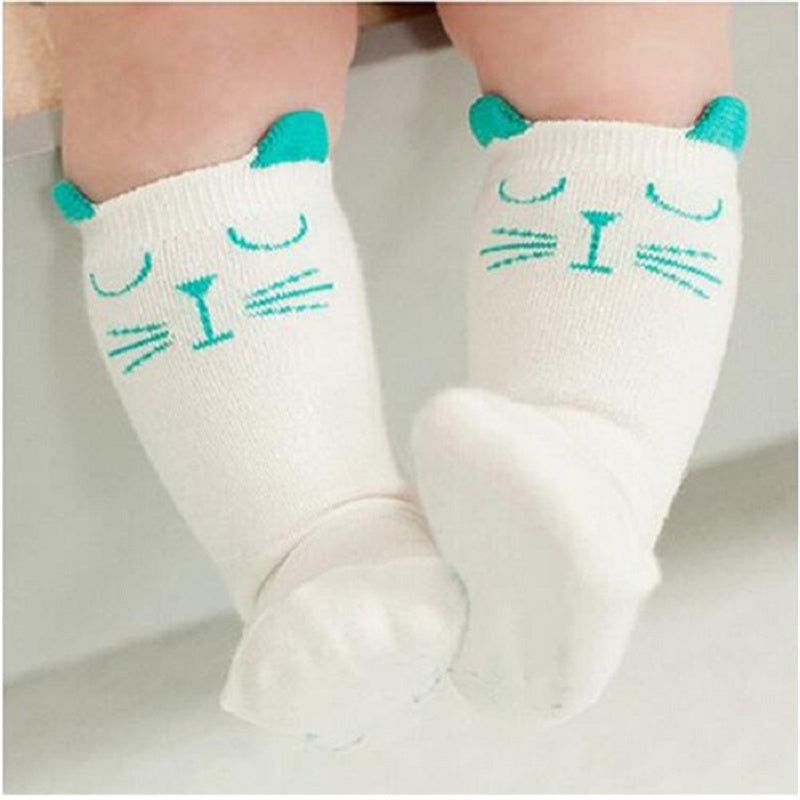 1 Pair Unisex Lovely Cute Cartoon Fox Kids baby Socks Knee Girl Boy Baby Toddler Socks animal infant Soft Cotton socks 0-3 Y - Meyar