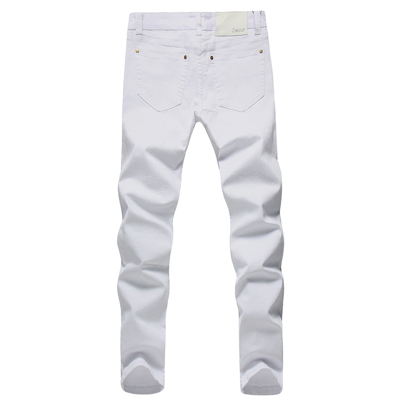 2017 Men Stretch Jeans Fashion white Denim Trousers For Male Spring And Autumn Retro Pants Casual Men's Jeans size 27-36 - Meyar