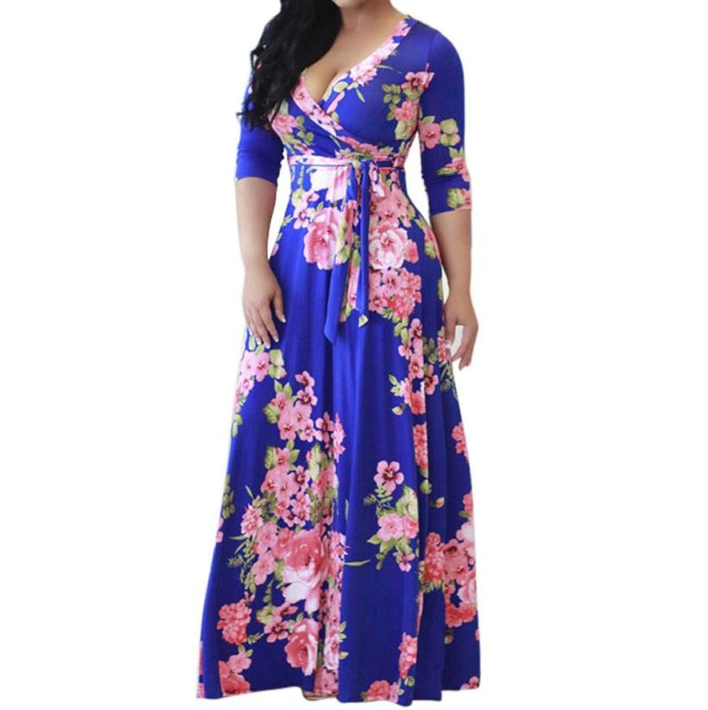 Women Floral Boho Long Maxi Dress. - Meyar