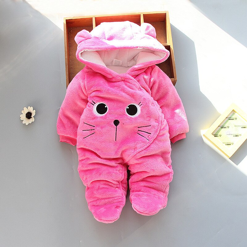 2018 new born Fleece Infant Baby girl Animal Bear Style Kid's Overalls Newborns Cute Clothes for Baby boy Footies hooded pyjamas - Meyar