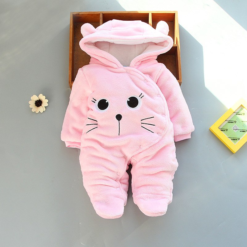 2018 new born Fleece Infant Baby girl Animal Bear Style Kid's Overalls Newborns Cute Clothes for Baby boy Footies hooded pyjamas - Meyar