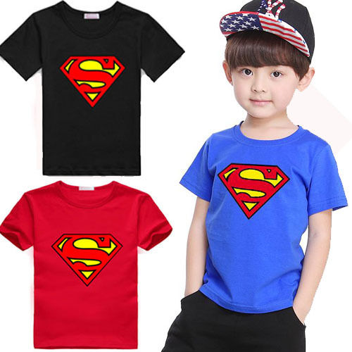 2019 Brand Boy Superman T-Shirt Short Sleeve Children Tees Costume Top Blue&Red New Cotton Toddler Infant Kids Clothes Wholesale - Meyar