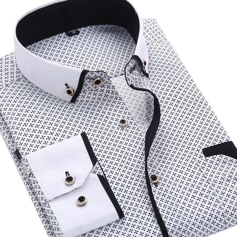 2019 Men Fashion Casual Long Sleeved Printed shirt - Meyar