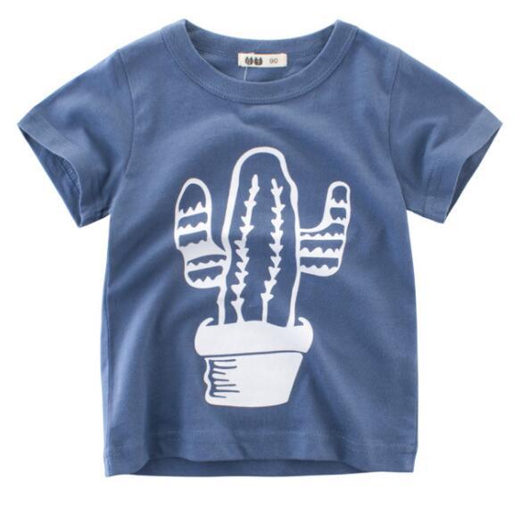 2019 New Boys T-shirt Kids Basic T Shirts Cartoon Cactus Top Tees Children Sport Clothing Baby Boy Design Shirts For 2-8 Years - Meyar