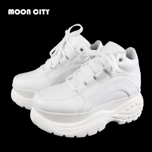 2019 New Fashion Whiter Platform Sneakers Spring Ladies Causal Shoes Woman Leather Platform Shoes Women Sneakers Chaussure Femme - Meyar