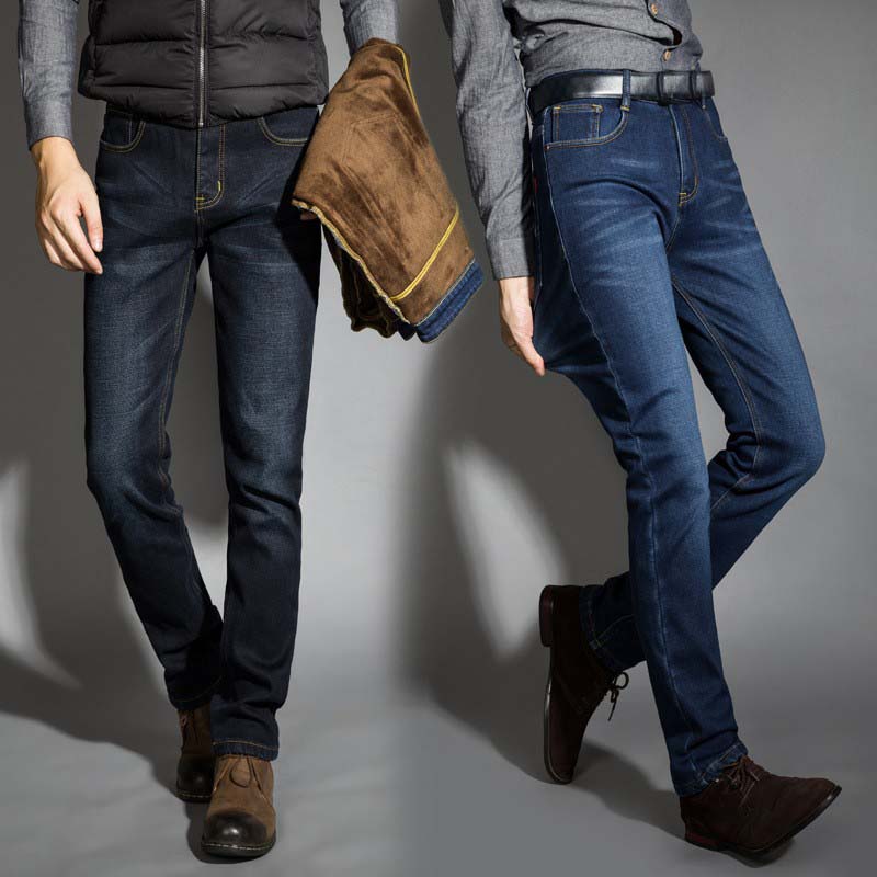 2019 New Men Activities Warm Jeans High Quality Famous Brand Autumn Winter Jeans warm flocking warm soft men jeans - Meyar