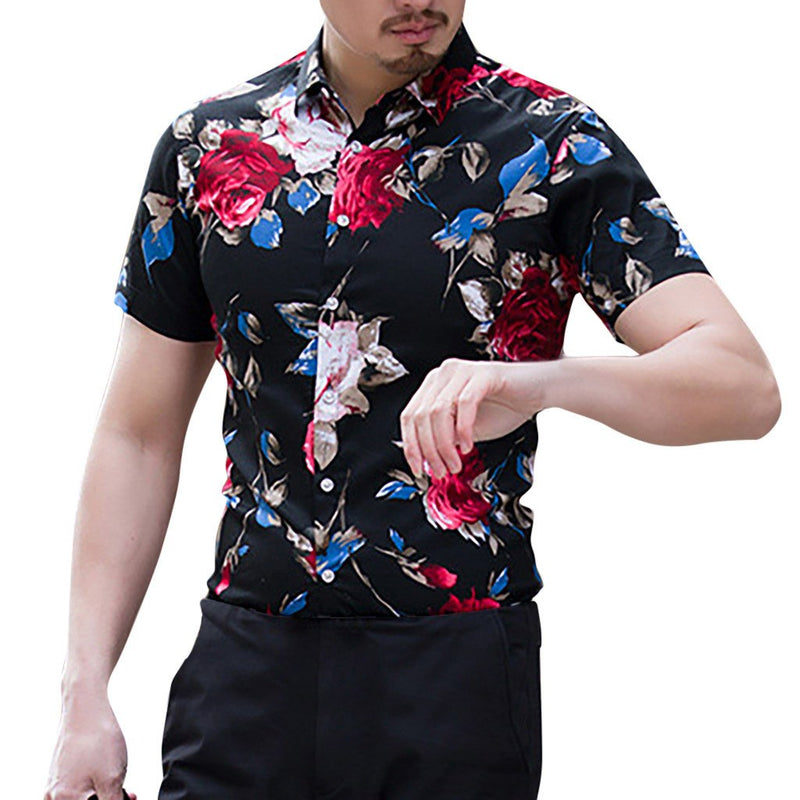 2019 New style men's shirt ISHOWTIENDA  Men Casual Summer Printed Button Short Sleeve Hawaiian Shirt Top Blouse hot sales  2019 - Meyar