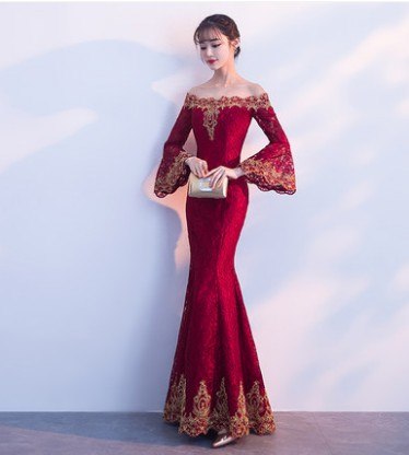 Sexy wine red elegant fitted dresses. - Meyar