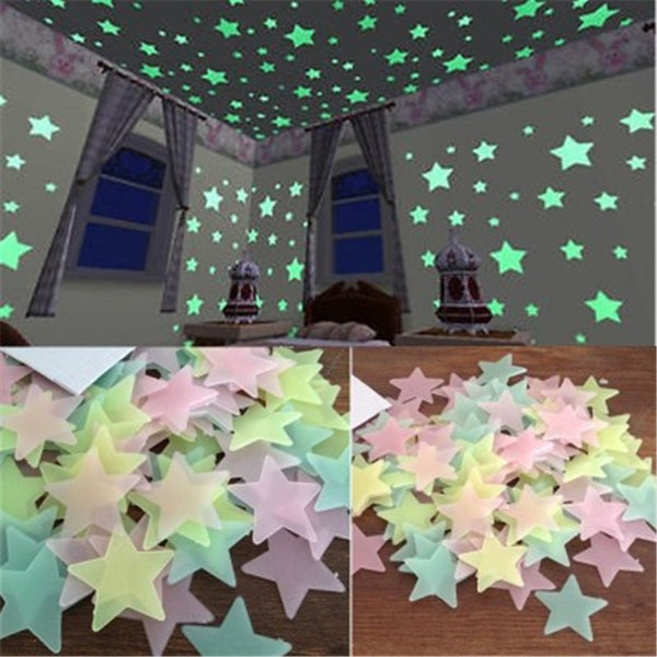 50pcs 3D Stars Glow In The Dark Wall Stickers Luminous Fluorescent Wall Stickers For Kids Baby Room Bedroom Ceiling Home Decor - Meyar