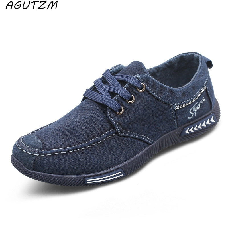 AGUTZM Canvas Men Shoes Denim Lace-Up Men Casual Shoes New 2017 Plimsolls Breathable Male Footwear Spring Autumn - Meyar