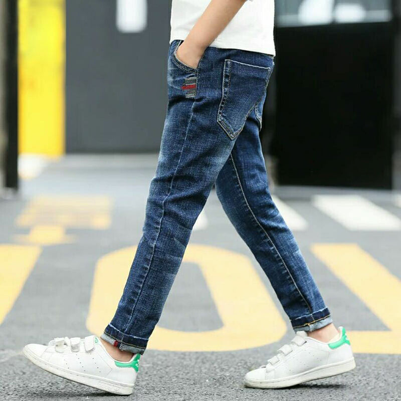 Autumn Spring Baby Boys Jeans Pants Kids Clothes Cotton Casual Children Trousers Teenager Denim Boys Clothes 4-14Year - Meyar