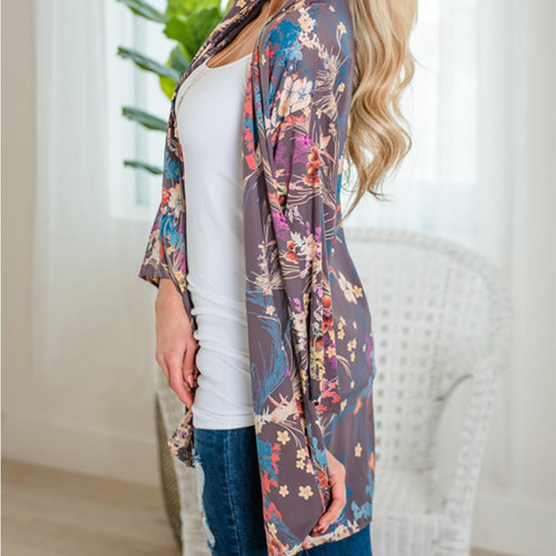 Autumn Womens Kimono Cardigan Fashion Casual Shawl Floral Print Tops Cover Up Blouse Beachwear Blusas feminina 2018 New - Meyar