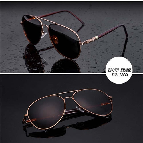 Aviation Metail Frame Quality Oversized Spring Leg Alloy Men Sunglasses Polarized Brand Design Pilot Male Sun Glasses Driving - Meyar