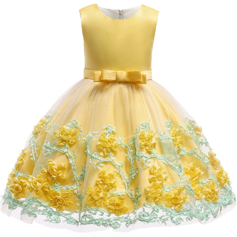 Baby Girl embroidery Silk Princess Dress for Wedding party - Meyar