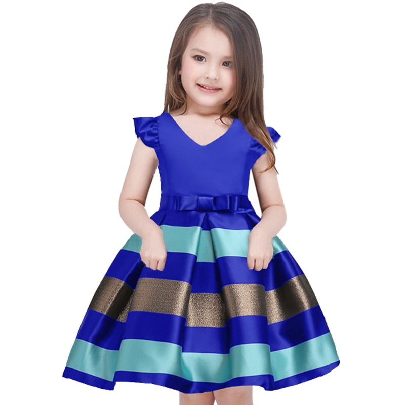Baby Girls Flower Striped Dress For Girls - Meyar