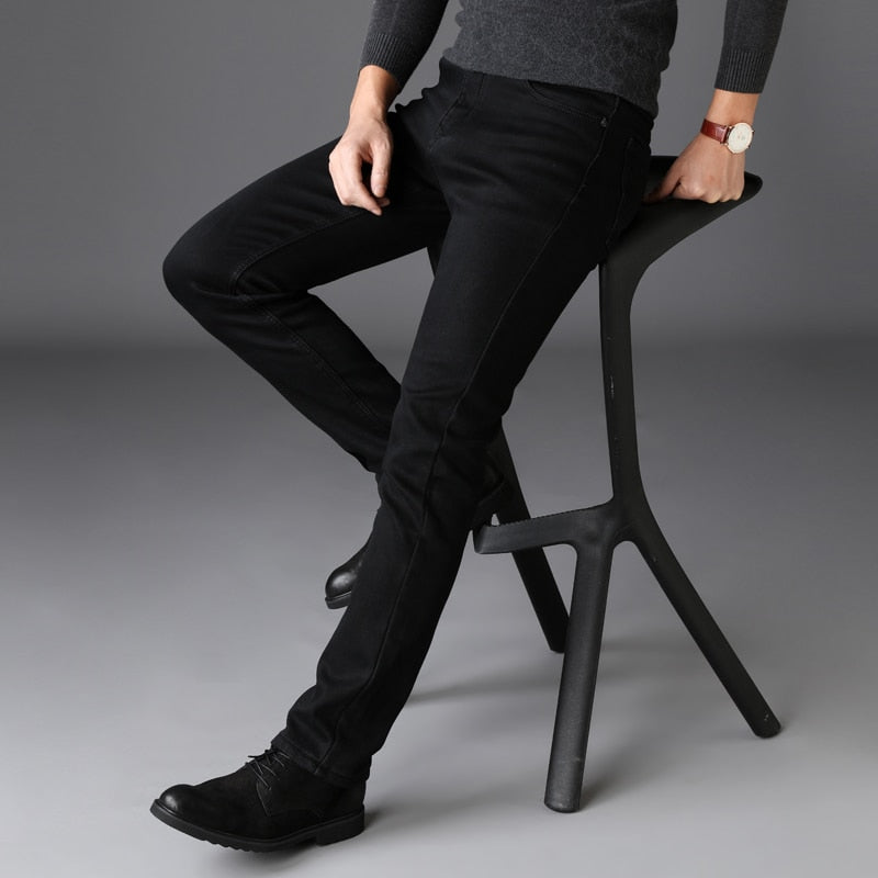 Brands Jeans Trousers Men Clothes 2019 New Black Elasticity Skinny Jeans Business Casual Male Denim Slim Pants Classic Style - Meyar