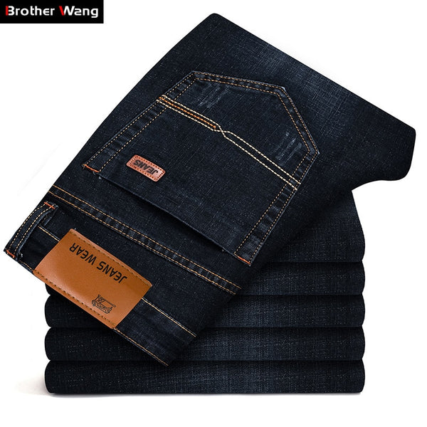 Brother Wang Brand 2019 New Men's Fashion Jeans Business Casual Stretch Slim Jeans Classic Trousers Denim Pants Male 101 - Meyar