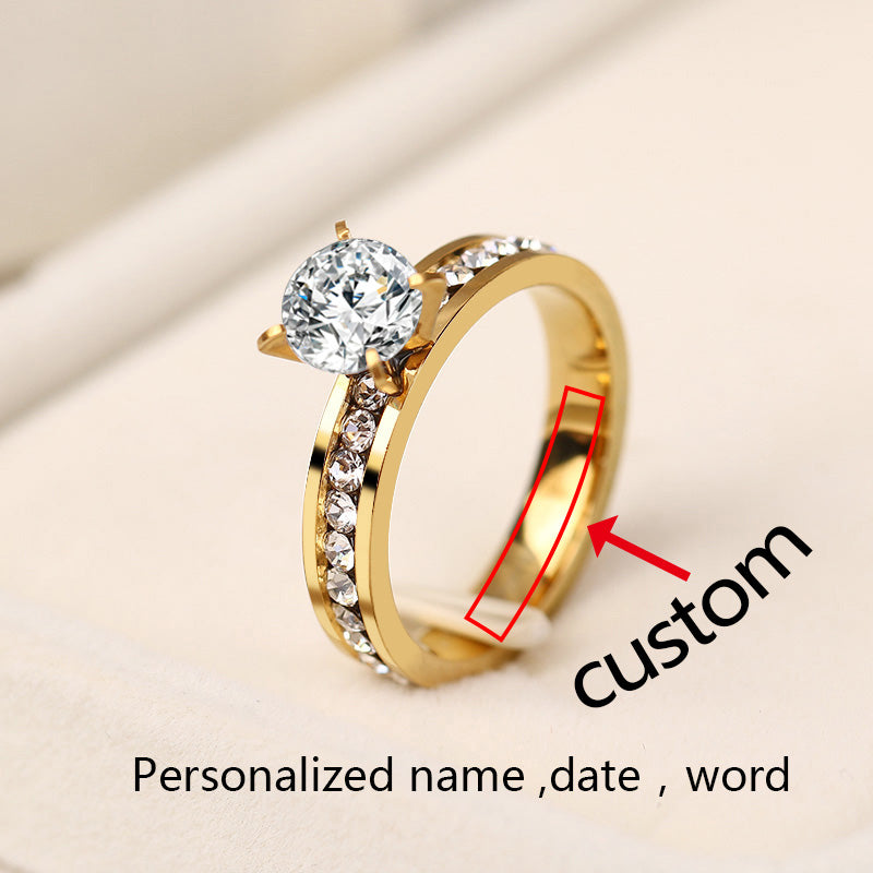 CACANA  Stainless Steel Rings For Women Circle CZ Personalized Custom Fashion Jewelry Wholesale NO.R174 - Meyar