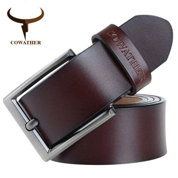 COWATHER 2019 men belt cow genuine leather luxury strap male belts for men new fashion classic vintage pin buckle dropshipping - Meyar