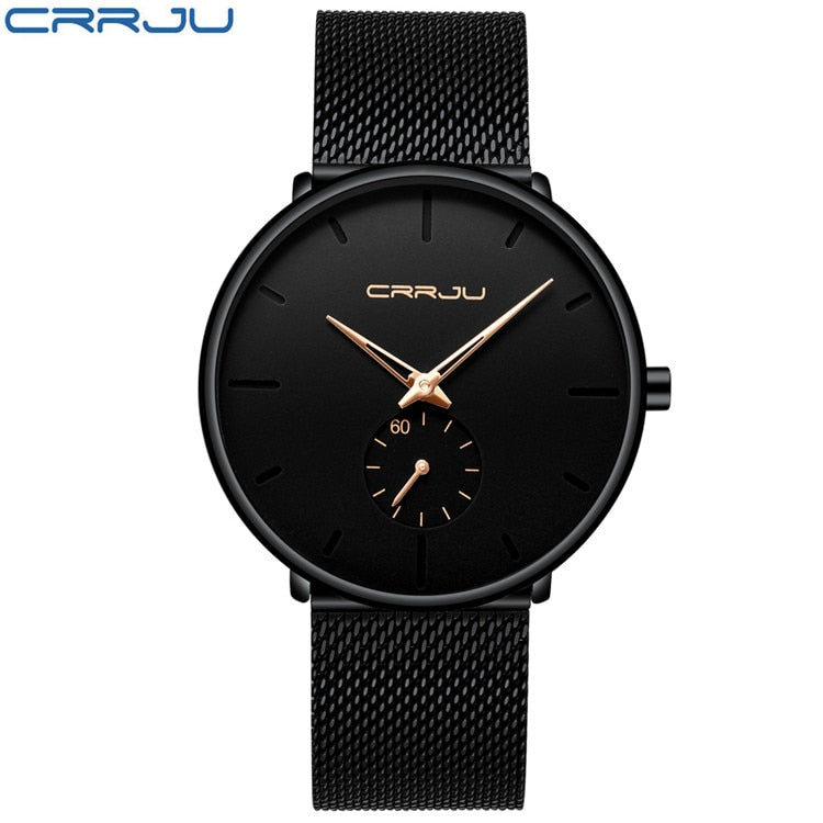 Crrju Fashion Mens Watches Top Brand Luxury Quartz Watch Men Casual Slim Mesh Steel Waterproof Sport Watch Relogio Masculino - Meyar