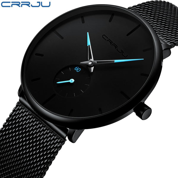 Crrju Fashion Mens Watches Top Brand Luxury Quartz Watch Men Casual Slim Mesh Steel Waterproof Sport Watch Relogio Masculino - Meyar