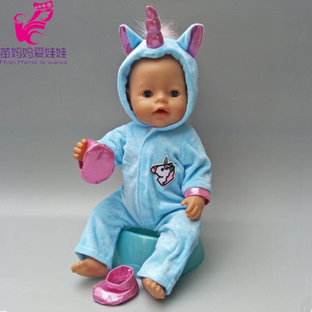 Doll clothes for 43cm born Baby doll coat unicorn hoodie set 17" reborn baby doll Christmas clothes Unicornio outfit for doll - Meyar