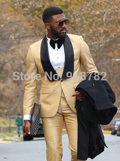 Elegant Designs 2018 Casual Business Beige Mens Suits 3 Pieces Formal Dress Men Suit Set Men Wedding Suit For Men Groom Tuxedos - Meyar