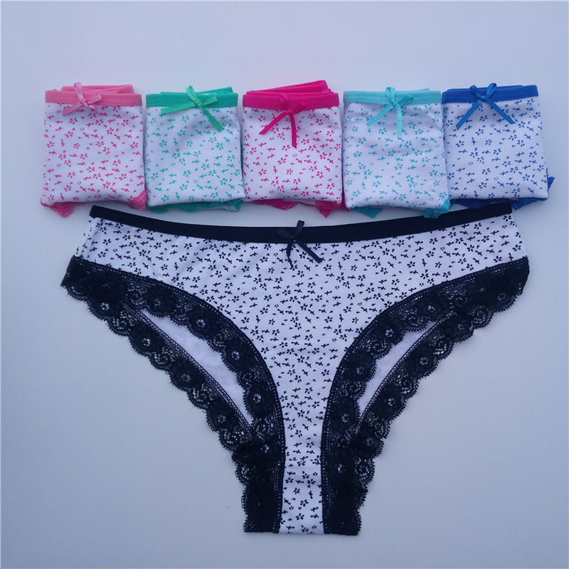 FUNCILAC Free shipping 5pcs/ New Women's cotton panties Girl Briefs Ms. cotton underwear bikini underwear sexy Ladies Briefs - Meyar