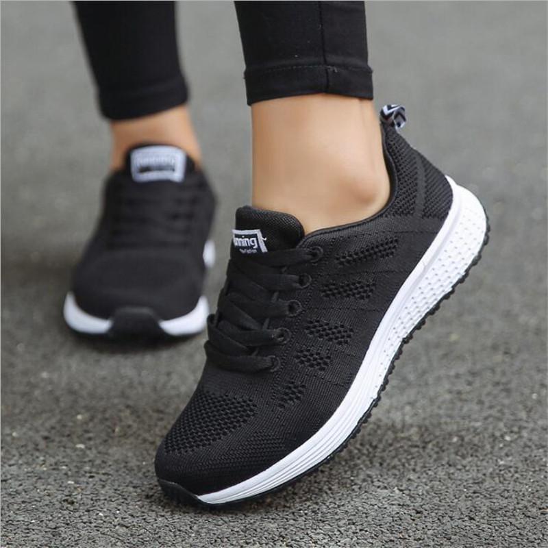 Fast delivery Women casual shoes fashion breathable Walking mesh lace up flat shoes sneakers women 2018 tenis feminino - Meyar