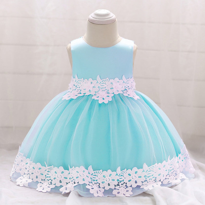 Flower Newborn Baby Girls Baptism Dresses for 3 6 12 18 24 Month 1 2 Year 1st Birthday New Born Princess Christening Gown Outfit - Meyar