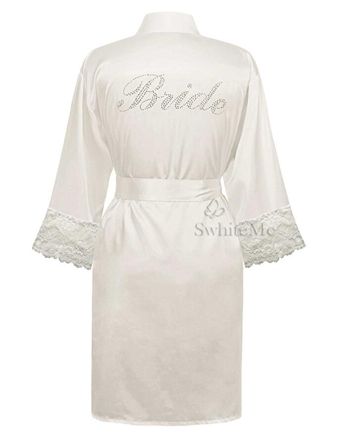 LP004 Wedding Bride Bridesmaid Floral Robe Satin Rayon Bathrobe Nightgown For Women Kimono Sleepwear Flower Plus Size - Meyar