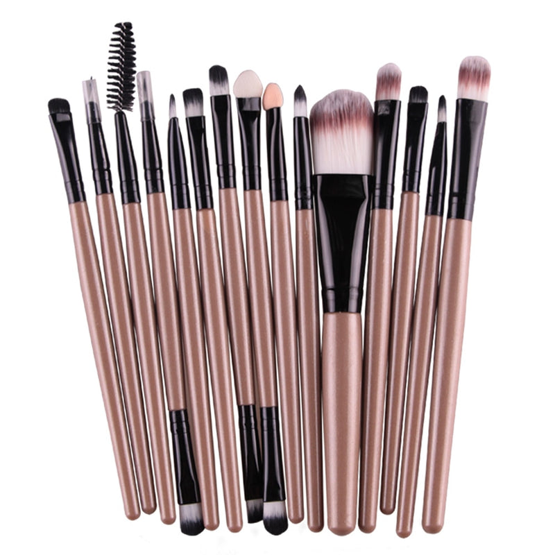 MAANGE Pro 15Pcs Makeup Brushes Set Eye Shadow Foundation Powder Eyeliner Eyelash Lip Make Up Brush Cosmetic Beauty Tool Kit Hot - Meyar