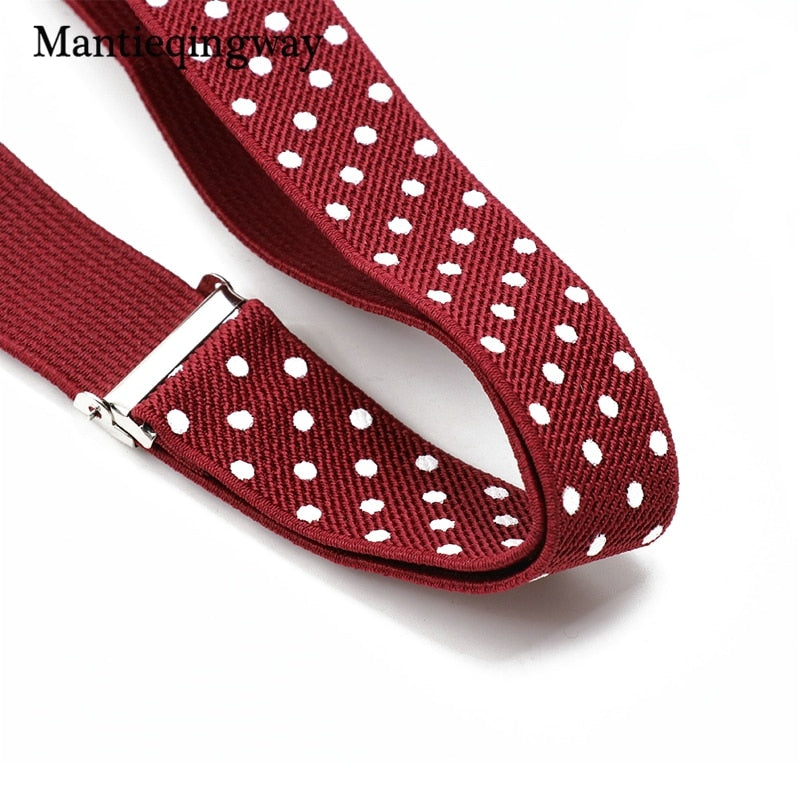 Mantieqingway Unisex Dot Adjustable Y Back Suspenders Bowtie Set For Men And Women Fashion Shirt  Elastic Braces Women Belt Ties - Meyar