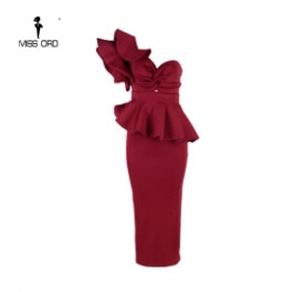 Missord 2019 Women Sexy Bodycon  Off Shoulder Bandage Dresses Female Ruffles Backless Elegant Club Dress Vestido  TB0020 - Meyar