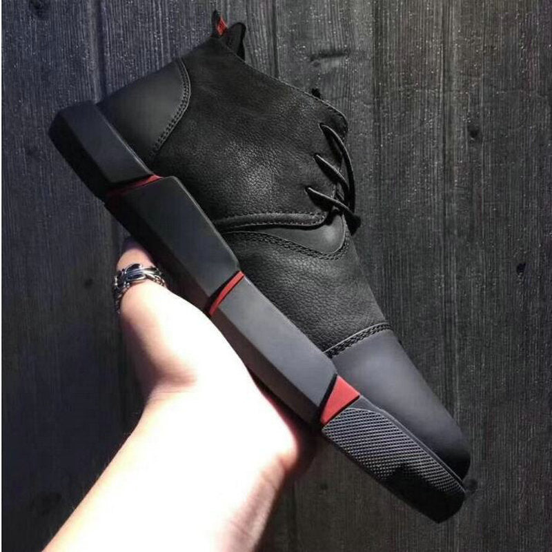 NEW Brand  High quality  all Black Men's leather casual shoes Fashion Breathable Sneakers  fashion flats   LG-11 - Meyar