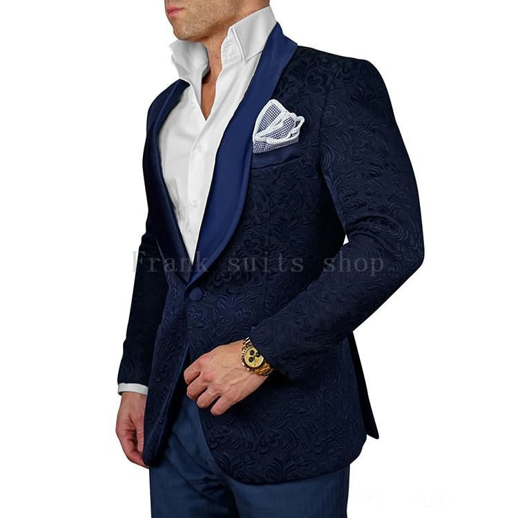 New Arrival Mens Suits Ivory 2018 jacquard Groom Tuxedos Shawl Lapel Men Suits Wedding suits ( jacket+Pants) - Meyar