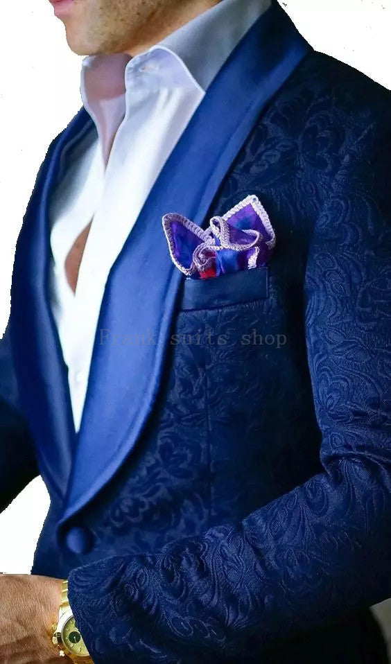 New Arrival Mens Suits Ivory 2018 jacquard Groom Tuxedos Shawl Lapel Men Suits Wedding suits ( jacket+Pants) - Meyar