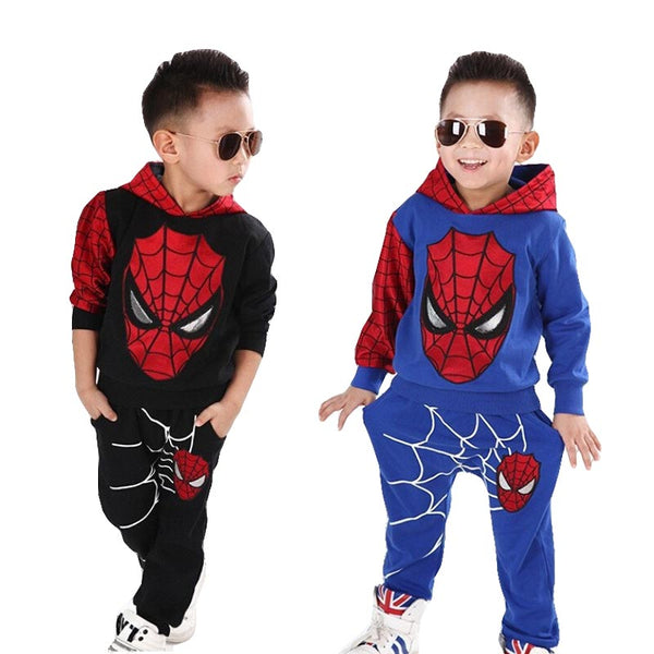 New Baby Boys Spring Autumn Spiderman Sports suit 2 pieces set Tracksuits Kids Clothing sets 100-150cm Casual clothes Coat+Pant - Meyar
