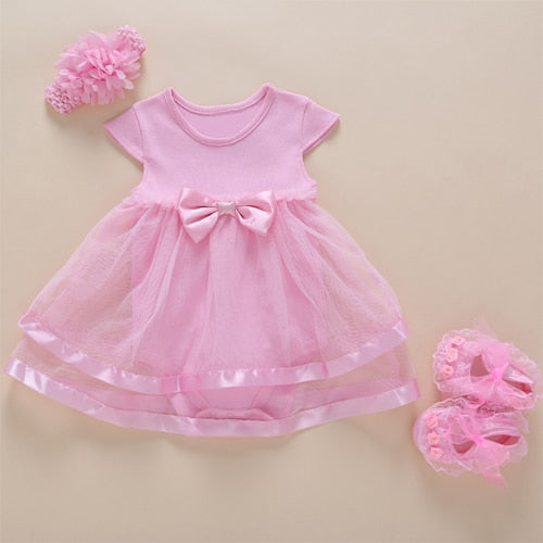 New Born Baby Girls Infant Dress&clothes Summer Kids Party Birthday Outfits 1-2years Shoes Set Christening Gown Baby Jurk Zomer - Meyar