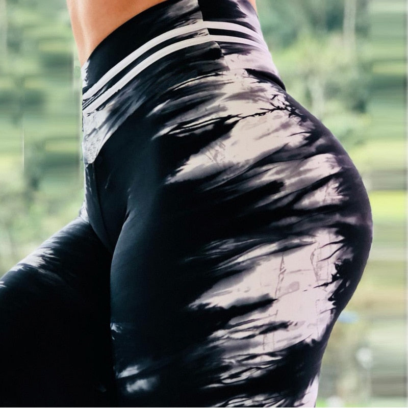 New Women Yoga Leggings High Quality Push Up Elastic Workout Scrunch Booty Pants High Waist Water droplets Tight Legging S-XL - Meyar