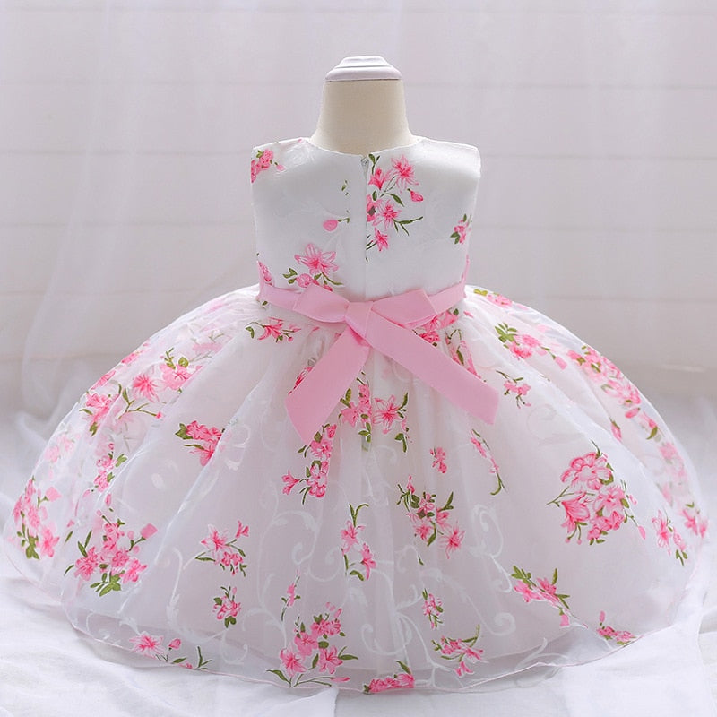 New born girls dress 2018 summer Lace tulle flower party 1st birthday dresses for baby girls clothes vestidos infant tutu gowns - Meyar