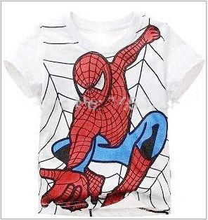 New boy's T shirt Spiderman Cotton Short-Sleeved T-shirt Printing Children's Cartoon Gray Kids Boys Child's Clothes - Meyar
