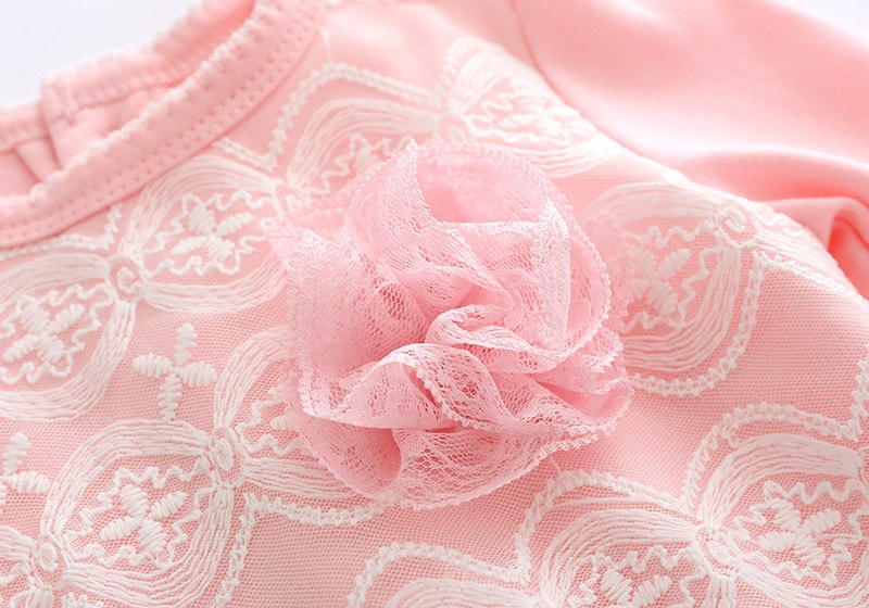 Newborn Baby Girl Cotton Lace Footies 1piece Overall with Hair Band 2018 New Spring Pink Infant Girl Clothes Born 3m 6m 1t Gift - Meyar