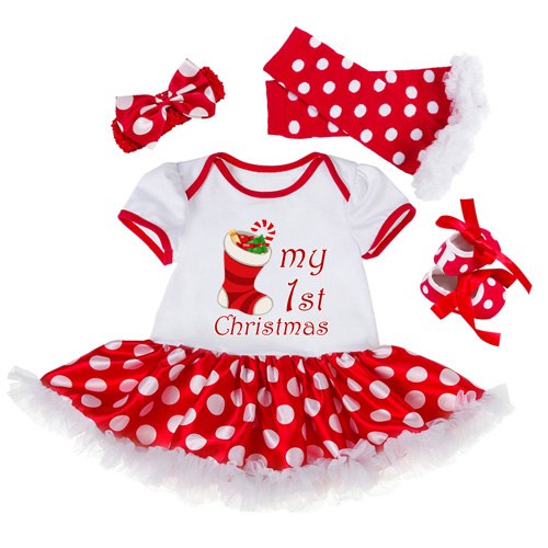 Newborn Christmas Tutu Dress Clothes Baby Girls Clothing Set My First Christmas Baby Clothes Set Ruffle New Born Baby Clothing - Meyar