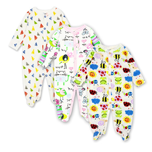 Newborn Toddler Infant New born Baby Girl Boy Jumpsuit Long sleeve Cotton 3 pieces 0-12 Months Cartoon Printed Clothes - Meyar