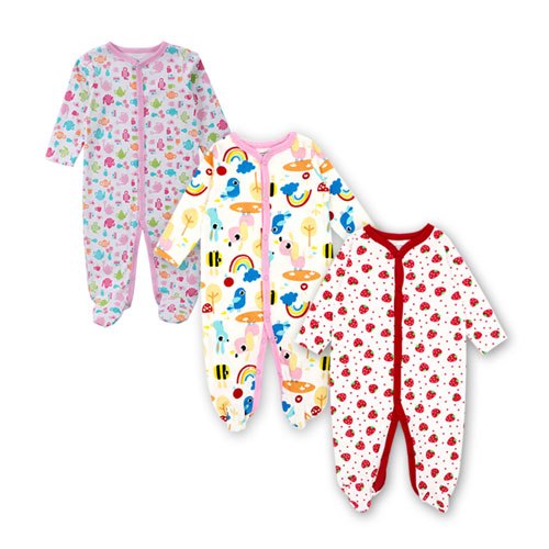 Newborn Toddler Infant New born Baby Girl Boy Jumpsuit Long sleeve Cotton 3 pieces 0-12 Months Cartoon Printed Clothes - Meyar