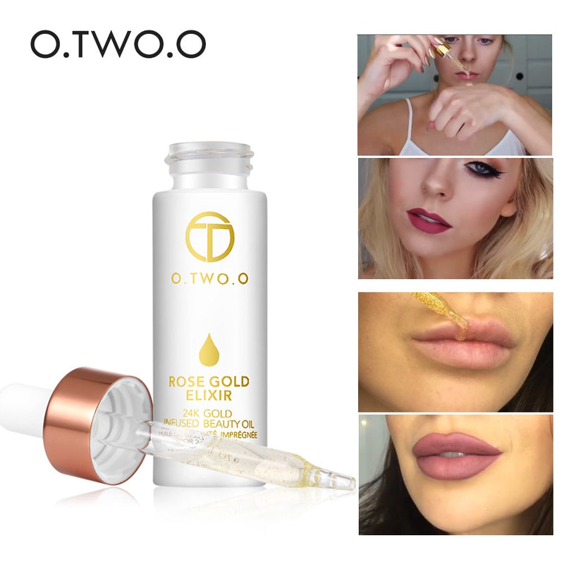 O.TWO.O 24k Rose Gold Elixir Skin Make Up Oil For Face Essential Oil Before Primer Foundation Moisturizing Face Oil Anti-aging - Meyar