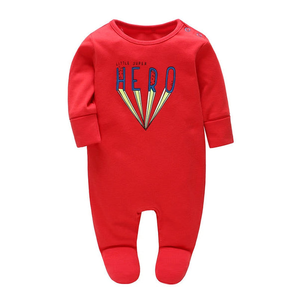 Picturesque Childhood 2018 lucky child New Baby new born Clothes Baby Cotton Long Sleeved Uniforms Red Letter Print Footies - Meyar